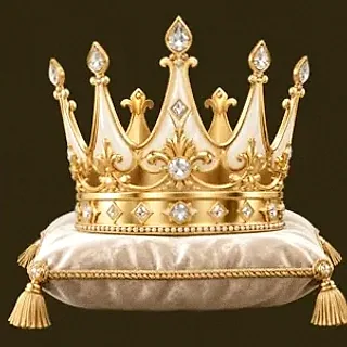 Gold crown on cushion — Friday Friday