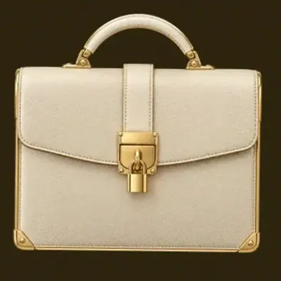 Locked leather briefcase — Friday Friday
